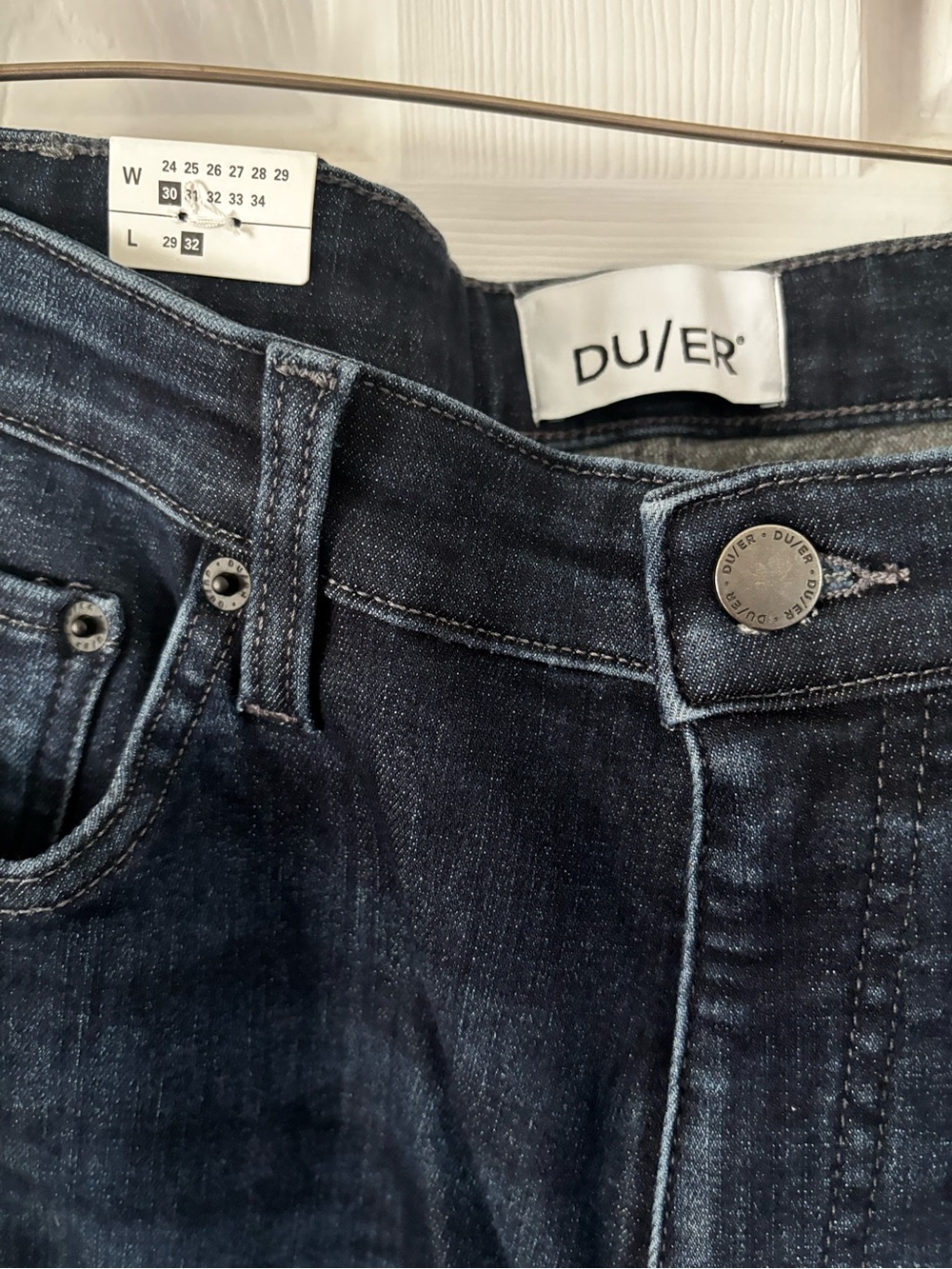 High-Rise Straight Leg Jeans in Deep Indigo w/ tech fleece lining - Picture 9 of 13